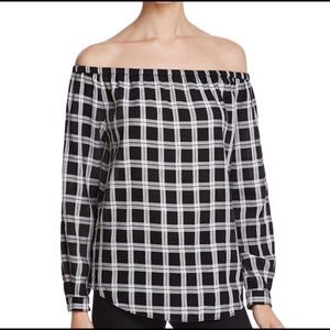 Rag and Bone Plaid Off The Shoulder Shirt Plaid S